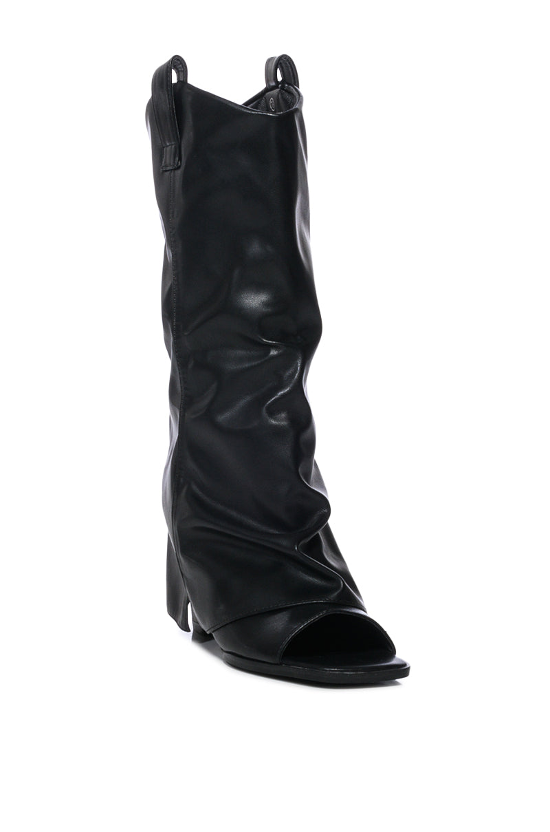 ETRO PEEP TOE MID CALF BOOT IN BLACK