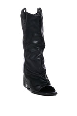 ETRO PEEP TOE MID CALF BOOT IN BLACK