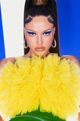 CECE RUFFLES STRAPLESS CROP TOP