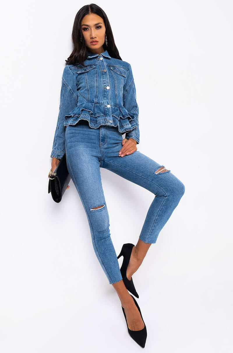 WAYNE PEPLUM DENIM JACKET