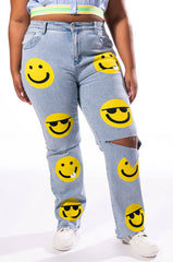 ALL ABOUT SMILES HIGH RISE STRAIGHT JEANS