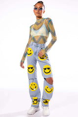 ALL ABOUT SMILES HIGH RISE STRAIGHT JEANS