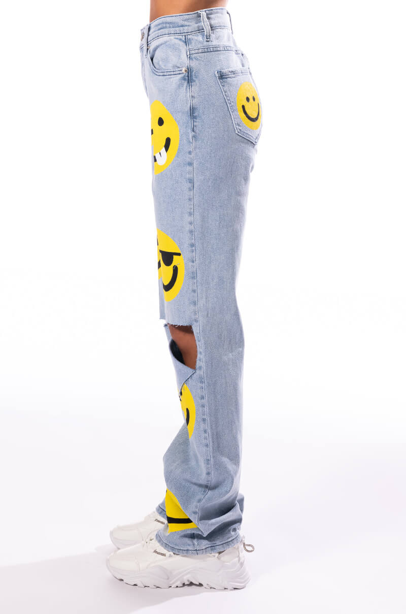 ALL ABOUT SMILES HIGH RISE STRAIGHT JEANS