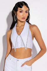 VAL EMBELLISHED SLEEVELESS BUTTON DOWN