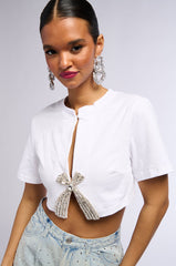 ALWAYS FRESH EMBELLISHED T SHIRT IN WHITE