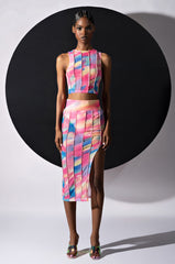 ALWAYS THE BRIGHT LIGHT MESH MIDI SKIRT