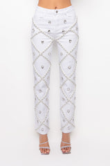AMMO X AKIRA ALEXA PREMIUM RHINESTONE STRAIGHT JEANS