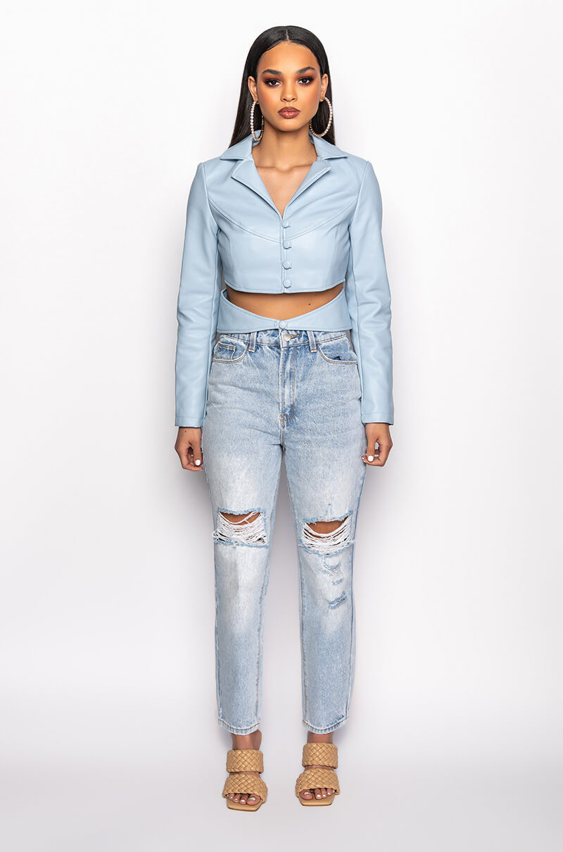 ARRIVEDERCI ACID WASH HIGH RISE DISTRESSED MOM JEANS