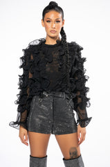 SABRINA RUFFLE DETAIL LONG SLEEVE BLOUSE