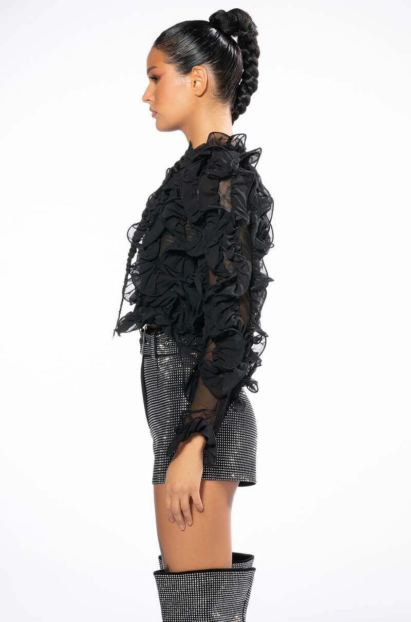 SABRINA RUFFLE DETAIL LONG SLEEVE BLOUSE