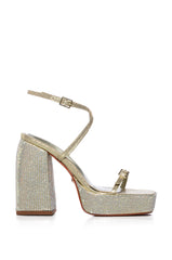 AZALEA WANG PHENIX GOLD RHINESTONE STRAPPY SANDAL