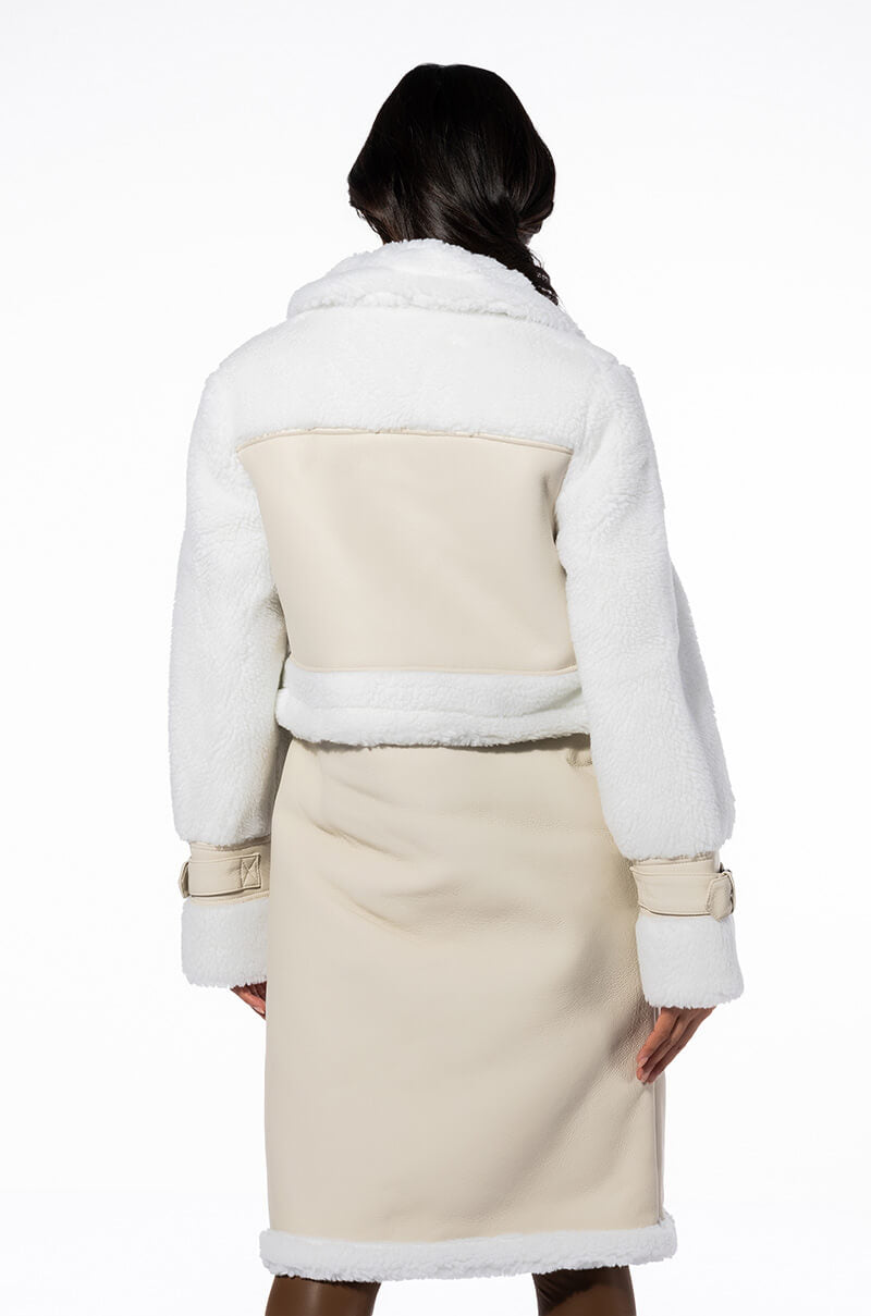 MACKY BREAK APART TEDDY PLEATHER TRENCH