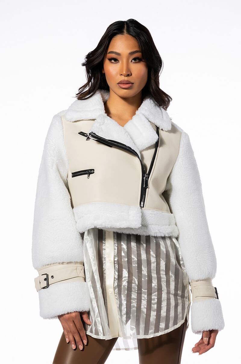 MACKY BREAK APART TEDDY PLEATHER TRENCH
