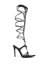 AZALEA WANG ARDSLEY BLACK LATTICE GLADIATOR SANDAL
