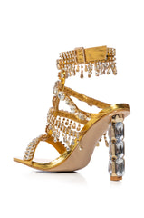 AZALEA WANG BAPTISIA GOLD DIAMOND HEEL DIAMOND DRIP SANDAL