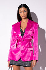 BAR NONE SATIN BLAZER WITH TIE SASH