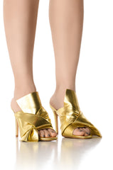 AZALEA WANG CANDY COATED MULE SANDAL IN GOLD