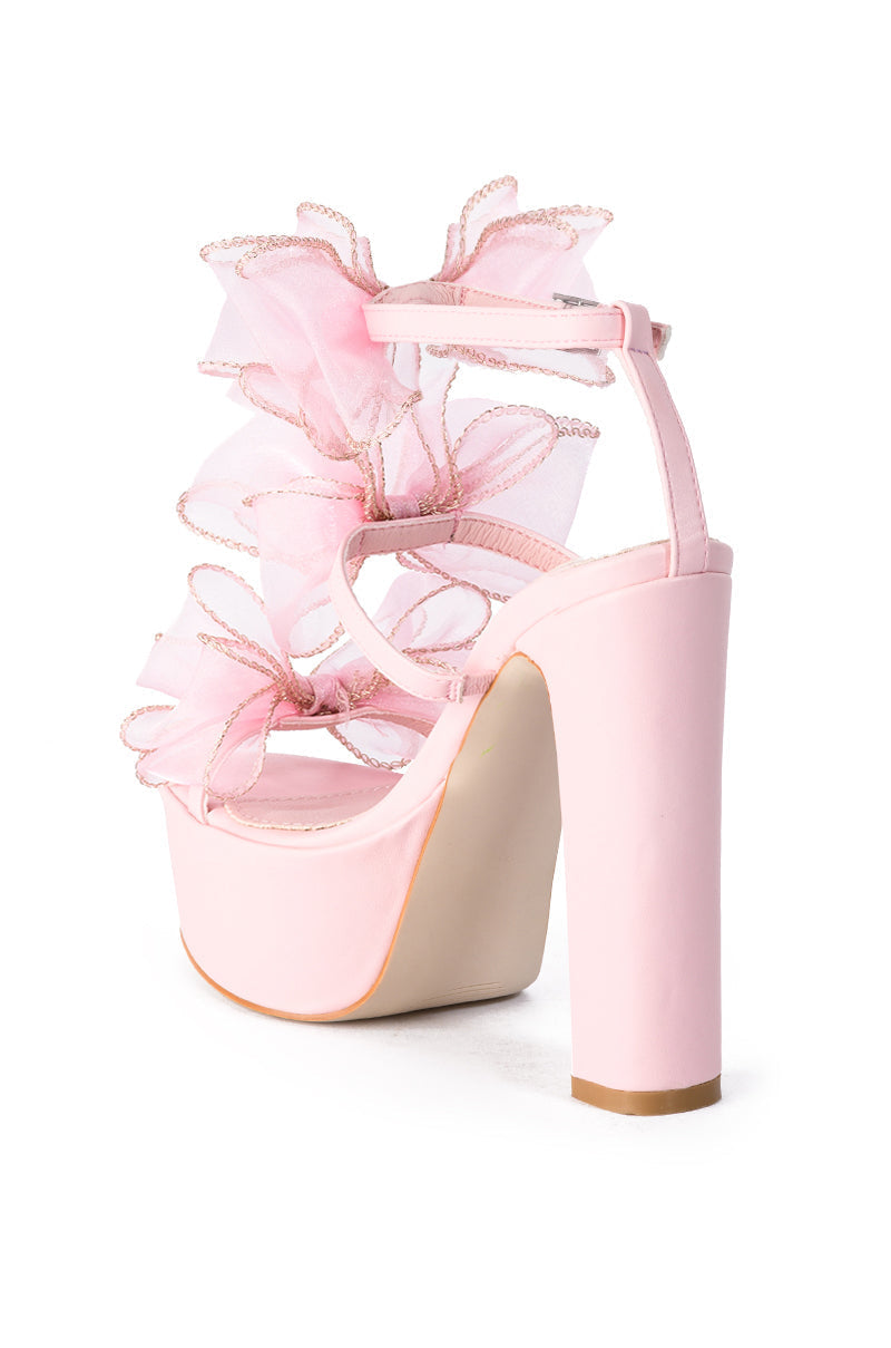 AZALEA WANG CATERINA CHUNKY SANDAL WITH BOW IN PINK