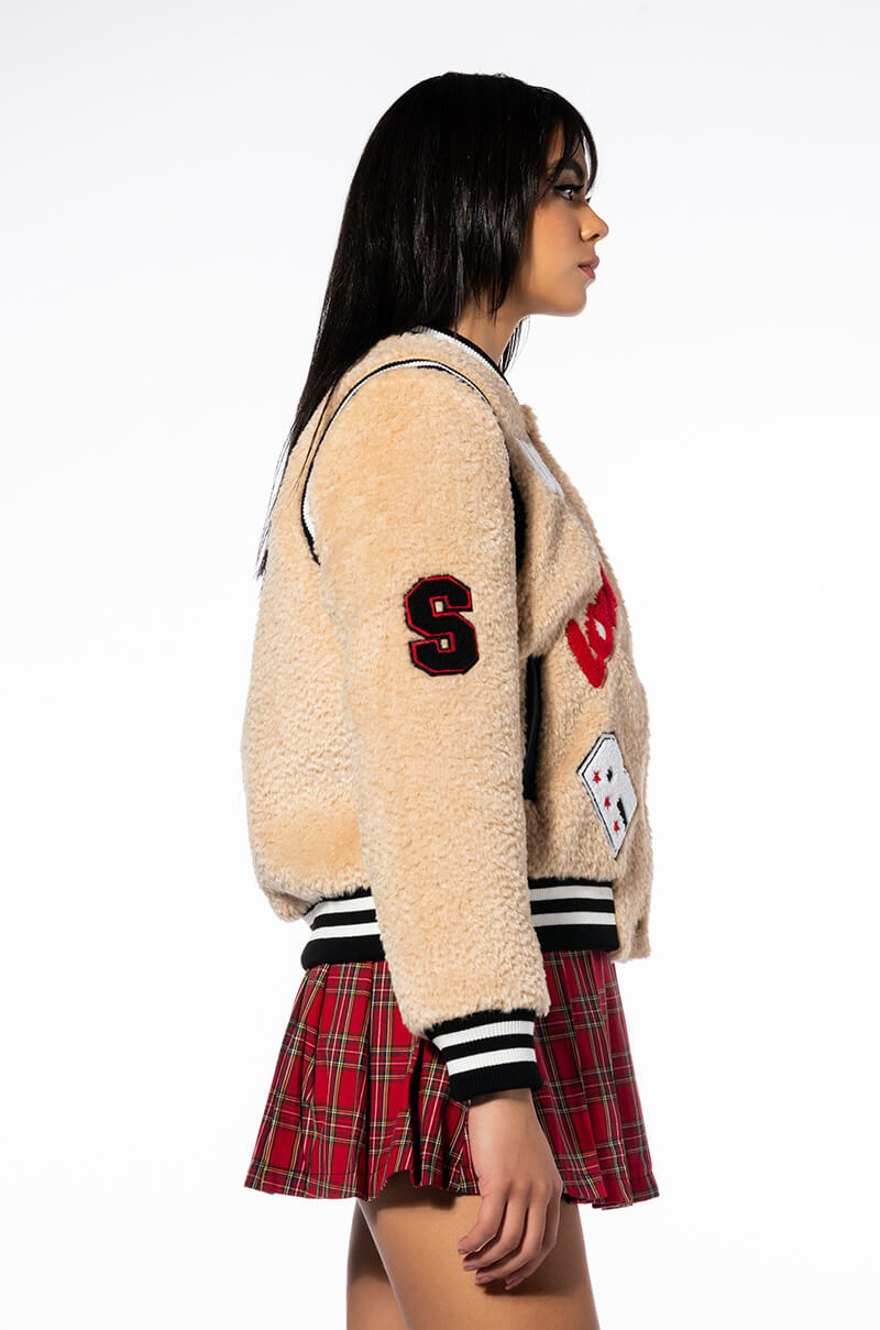 COLLEGIATE WELCOME BACK TEDDY VARSITY BOMBER