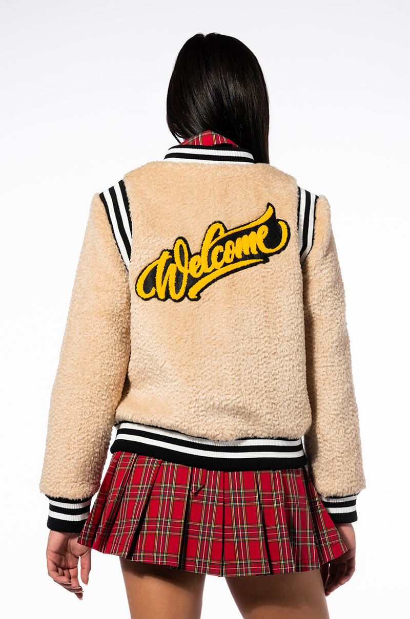 COLLEGIATE WELCOME BACK TEDDY VARSITY BOMBER