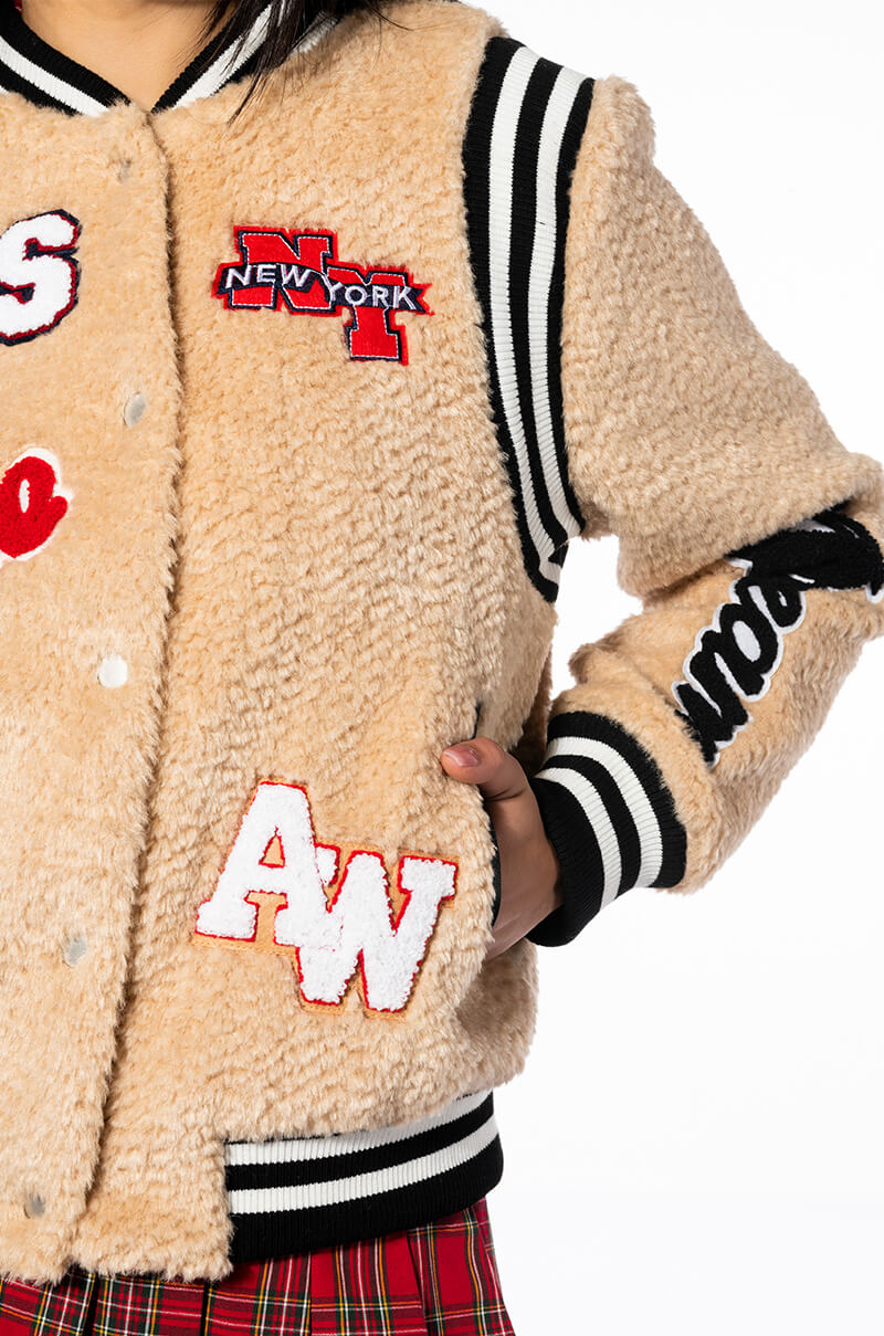 COLLEGIATE WELCOME BACK TEDDY VARSITY BOMBER