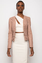 COME A LITTLE CLOSER MESH PLEATHER PLUS JACKET