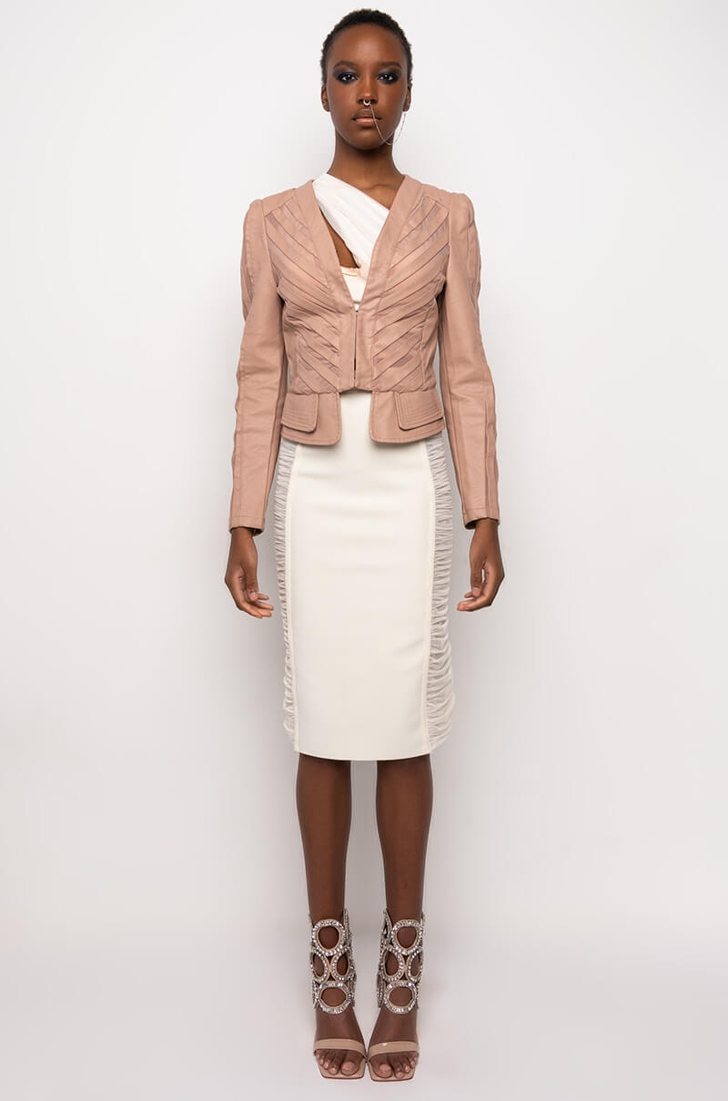 COME A LITTLE CLOSER MESH PLEATHER PLUS JACKET