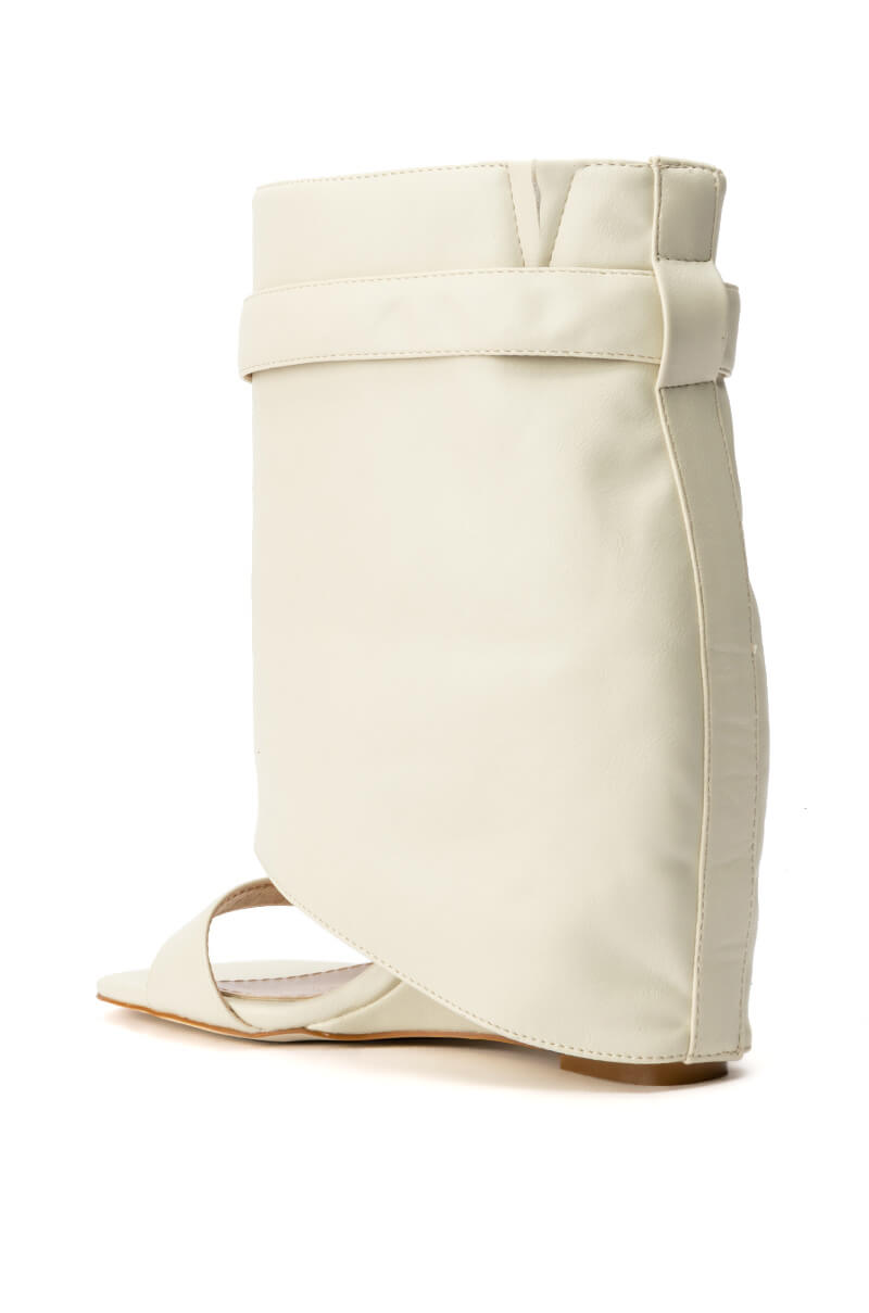 AZALEA WANG DANA FOLD OVER WEDGE BOOTIE IN BONE
