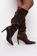 AZALEA WANG DATE NIGHTS WITH YOU STILETTO BOOT IN BROWN