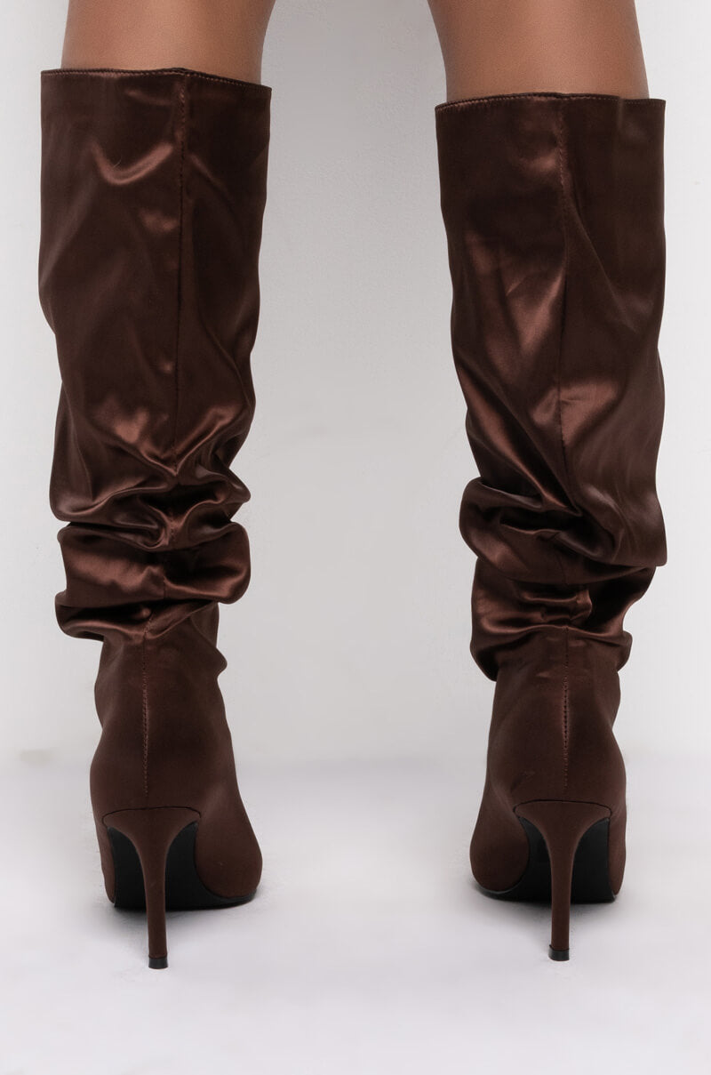 AZALEA WANG DATE NIGHTS WITH YOU STILETTO BOOT IN BROWN