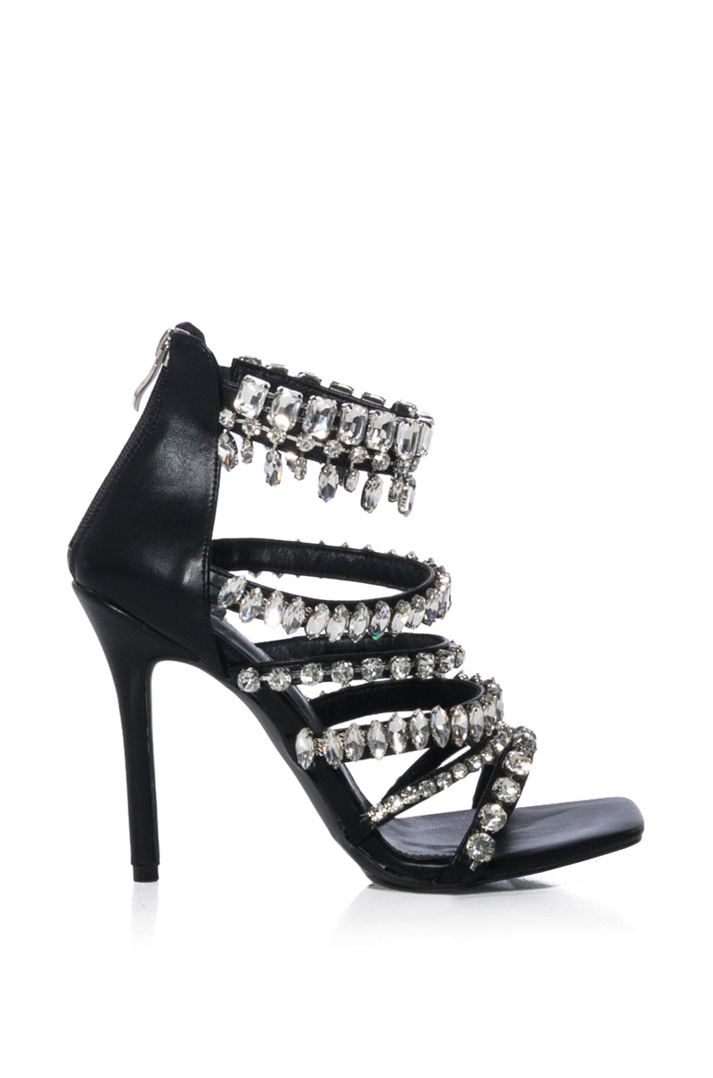 AZALEA WANG DATURA EMBELLISHED STILETTO SANDAL IN BLACK