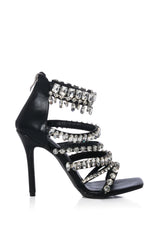 AZALEA WANG DATURA EMBELLISHED STILETTO SANDAL IN BLACK