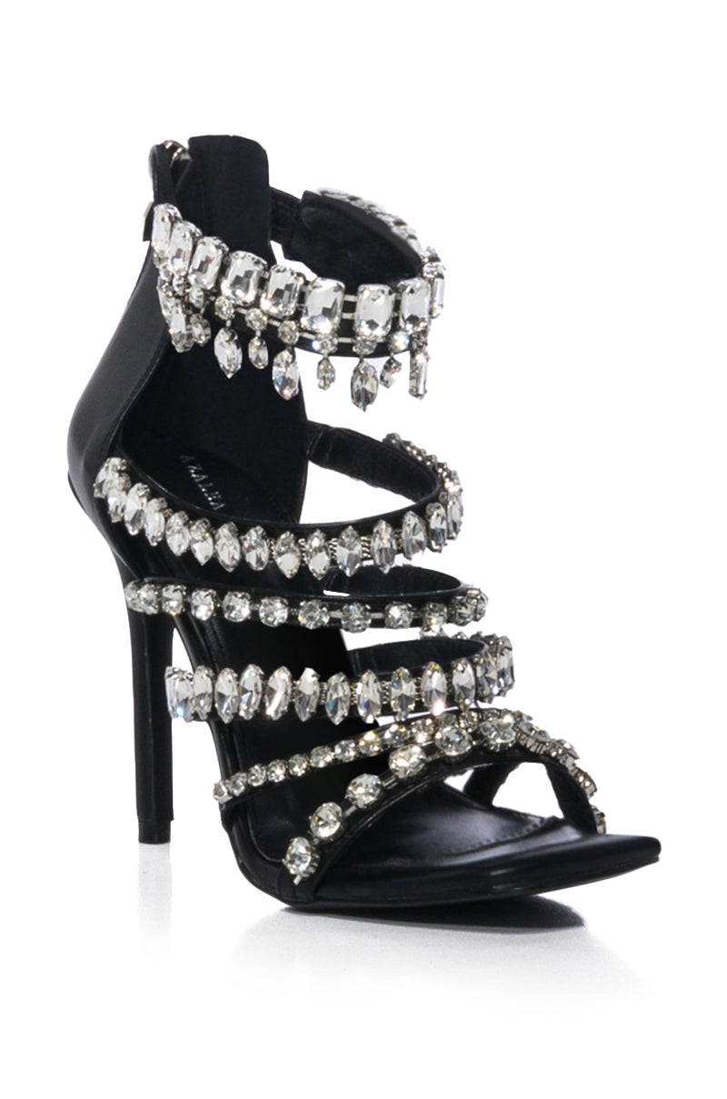 AZALEA WANG DATURA EMBELLISHED STILETTO SANDAL IN BLACK