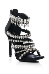 AZALEA WANG DATURA EMBELLISHED STILETTO SANDAL IN BLACK