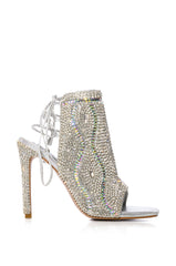 AZALEA WANG DELANIE SILVER EMBELLISHED SANDAL