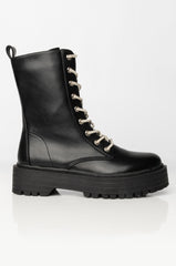 AZALEA WANG DIAMONDS ON MY FEET FLATFORM BOOTIE IN BLACK