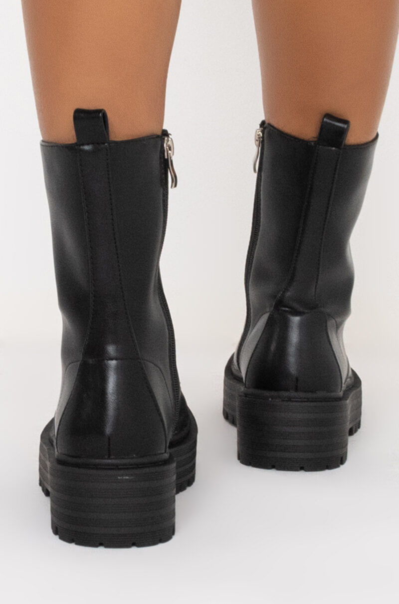 AZALEA WANG DIAMONDS ON MY FEET FLATFORM BOOTIE IN BLACK