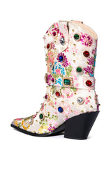 AZALEA WANG DILIGENT EMBELLISHED BASIC CHUNKY BOOTIE IN BONE