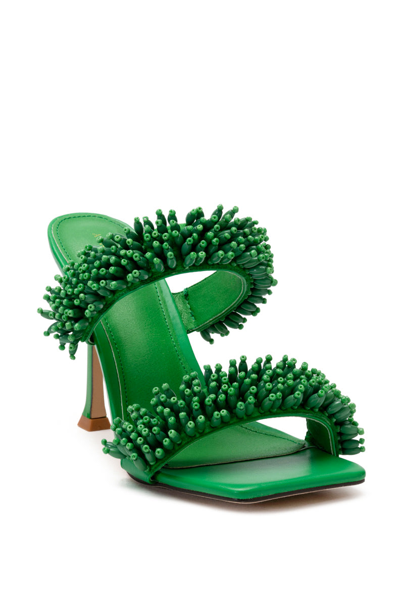 AZALEA WANG DOMITILLA SLIP ON STILETTO SANDAL IN GREEN