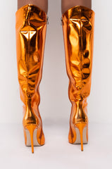 AZALEA WANG DON'T WANNA FALL IN LOVE STILETTO BOOT IN ORANGE