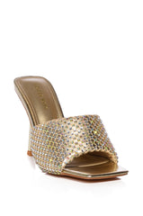 AZALEA WANG EARTHA EMBELLISHED WEB DESIGN SANDAL IN GOLD