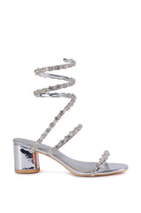 AZALEA WANG EMILIANO SILVER COIL WRAP SANDAL