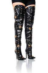 AZALEA WANG ENDRES GOLD EMBELLISHMENT BOOT IN BLACK