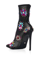 AZALEA WANG FAIRGROUND MULTI GEM CLUSTER MESH BOOTIE