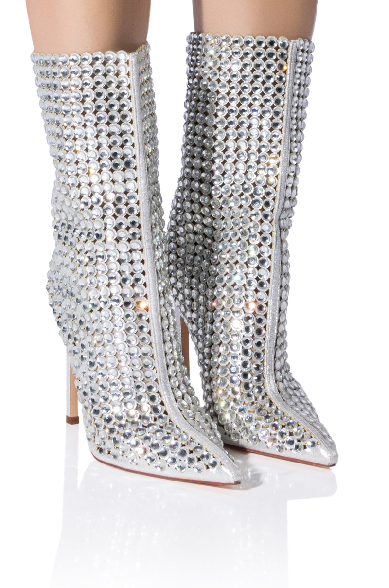 AZALEA WANG EMBELLISHED BOOTIE IN SILVER