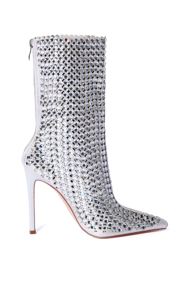 AZALEA WANG EMBELLISHED BOOTIE IN SILVER