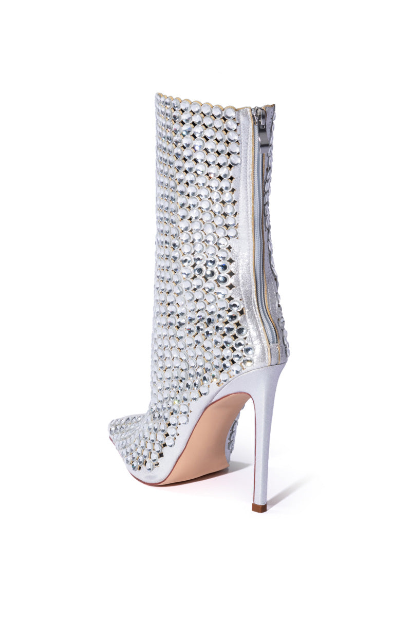 AZALEA WANG EMBELLISHED BOOTIE IN SILVER