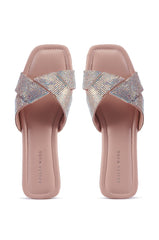 AZALEA WANG GOLDEN SEAL PINK FLAT SANDAL