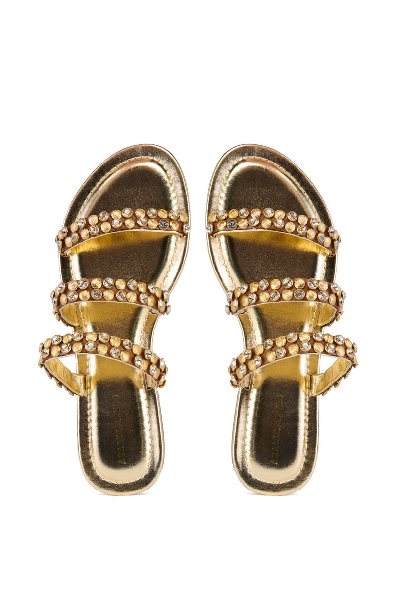 AZALEA WANG GYLLIAN GOLD EMBELLISHED FLAT SANDAL