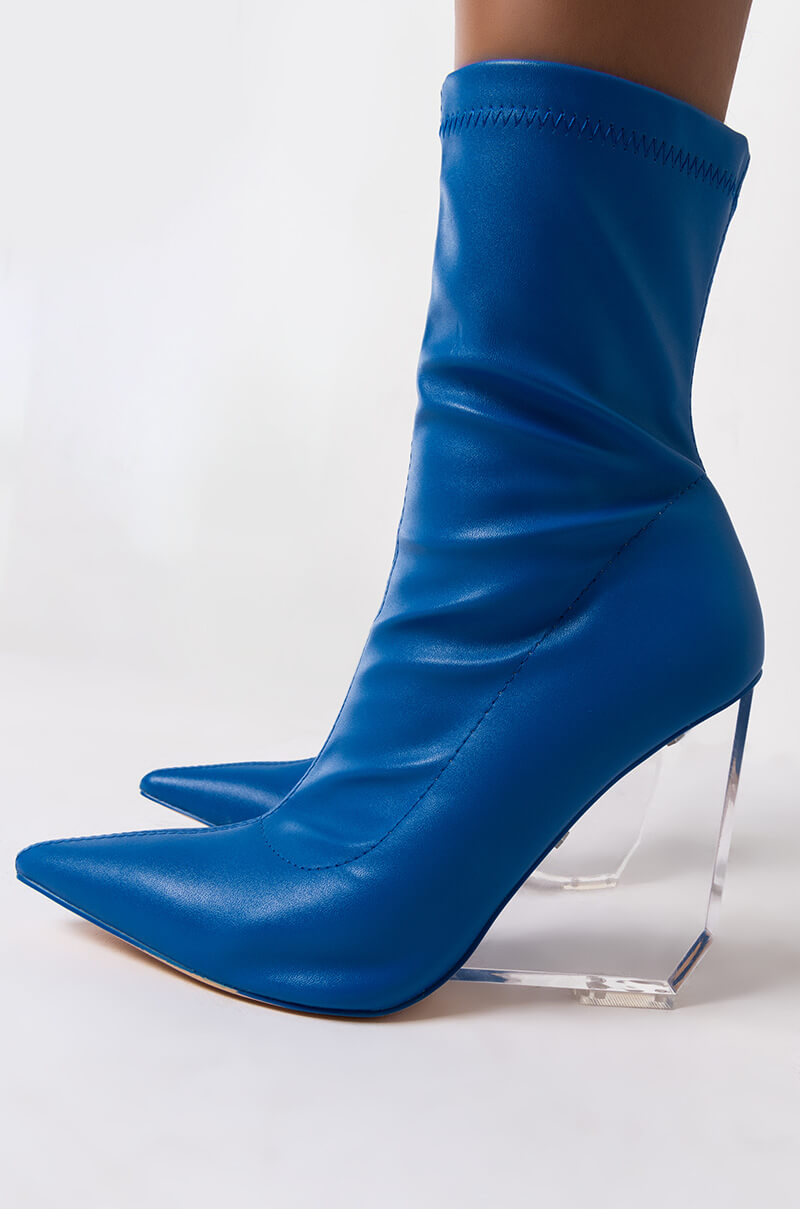 AZALEA WANG HAPPY HOUR WEDGE BOOTIE IN BLUE